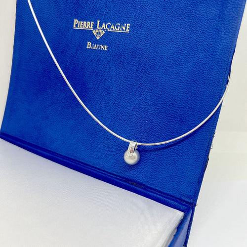 Collier Collier cable Oméga Perle de Tahiti et Diamants - Réversible Or jaune ou Or blanc 18 K 58 Facettes AA 1698