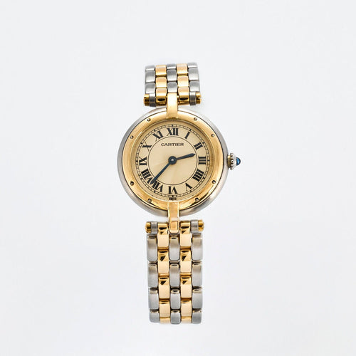 Montre Montre Cartier panthère ronde or et acier. 58 Facettes P20L2