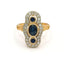 Bague 54 Bague Marquise Vintage or jaune sertie de trois saphirs et de diamants 58 Facettes