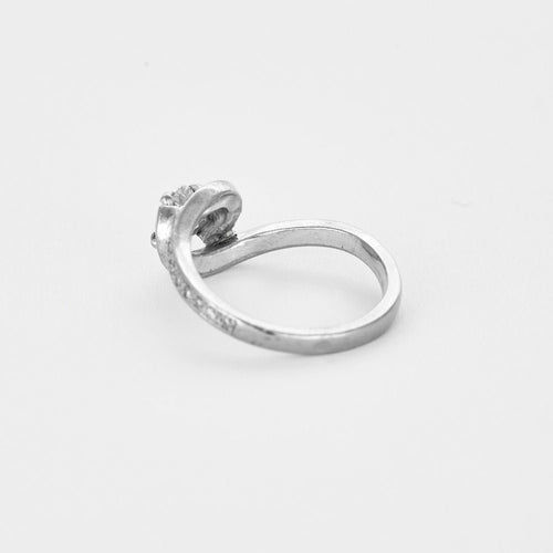 Bague 54.5 Solitaire or gris et diamants 58 Facettes 240542