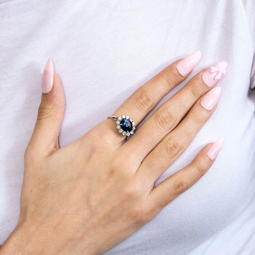 Bague Bague or jaune saphir 4cts, diamants 2cts 58 Facettes