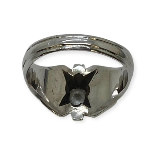 Bague 63 Chevalière en or blanc 585 et diamant 58 Facettes 330086803