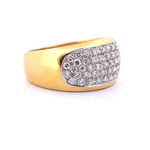 Bague 61 Bague cocktail en or jaune et diamants - Années 1950 58 Facettes