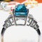 Bague 54 Bague or blanc Zyrcon Bleu naturel 4.60 carats  et diamants 58 Facettes 7849 A