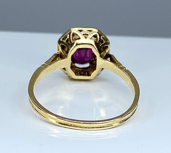 Bague 55 Bague or jaune rubis et diamants 58 Facettes AB335