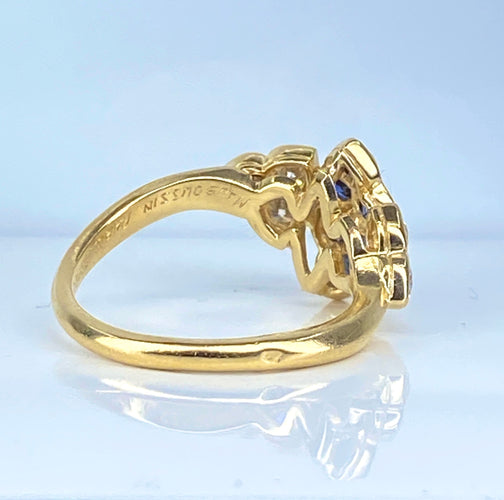 Mauboussin - Prsten ze žlutého zlata 18 karátů se safíry a diamanty 