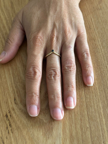 Bague 57.5 Bague or jaune et saphir 58 Facettes