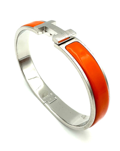Bracelet HERMES. Collection "Clic H", bracelet argenté 58 Facettes