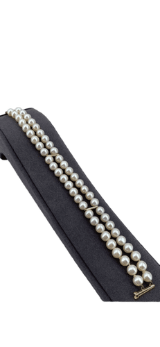 Bracelet Bracelet deux rangs de perles de culture monture or jaune 18,5 cm 58 Facettes