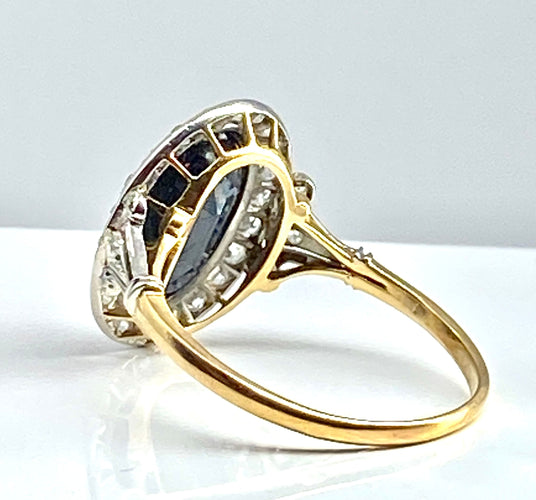 Bague 53 Bague or jaune, or blanc, saphir 3,48 carats et diamants 58 Facettes AB396