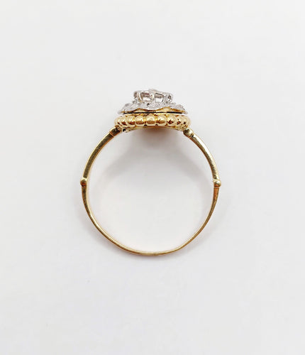 Bague 52 Bague marquise antique or jaune diamant taillés en roses 58 Facettes A05051