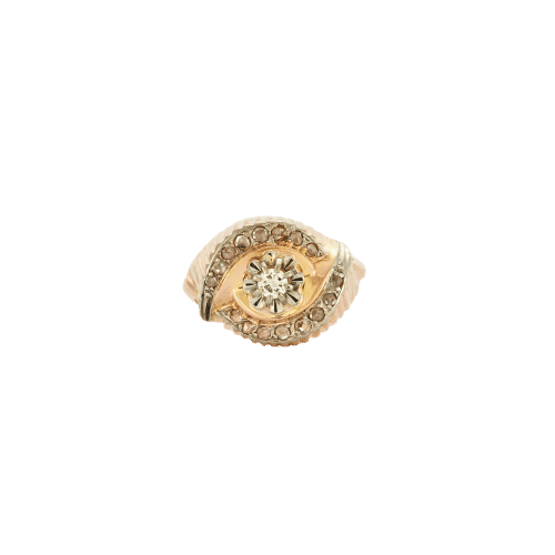 Bague 56 Bague tourbillon diamants et godrons 58 Facettes LMB-93