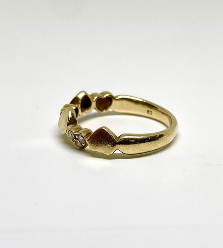 Bague 56 Bague motifs cœurs or jaune et diamants 58 Facettes