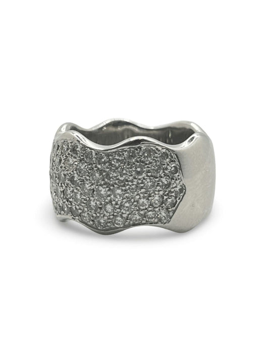 Bague 55 Alliance or blanc et diamant 1,50 ct 58 Facettes