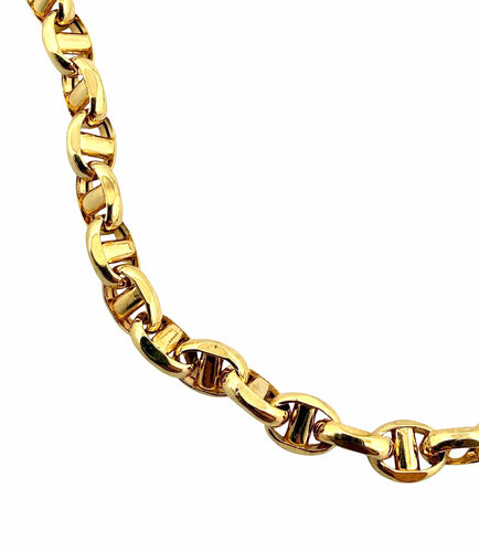 Collier Chaîne maille forçat fantaisie en or jaune 18 carats 58 Facettes