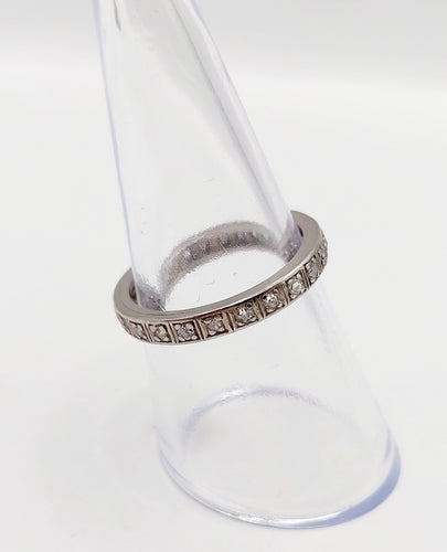 Bague 54 Alliance américaine art deco Palladium et diamants 58 Facettes A06021