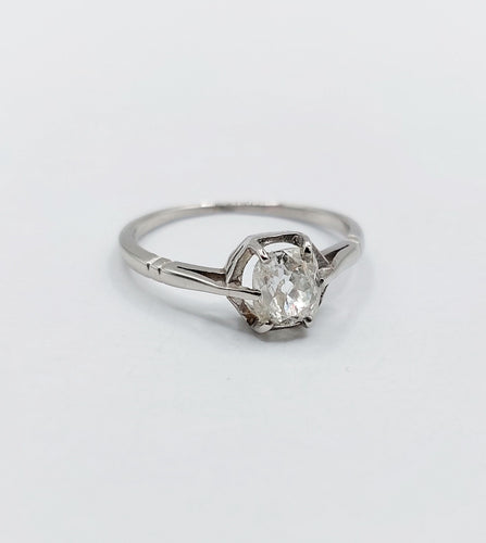 Bague 49 Bague solitaire art deco Platine diamant taille ancienne coussin 0.60 carat (circa 1920) 58 Facettes A06196
