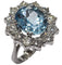 Bague 55 Bague LADY DI Cluster en or blanc, topaze bleu ciel et diamants 2,5 ct 58 Facettes Q876A