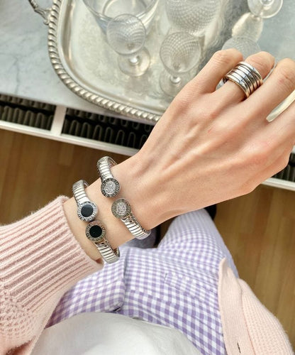 Bracelet BULGARI  - Bracelet Bvlgari acier et onyx 58 Facettes