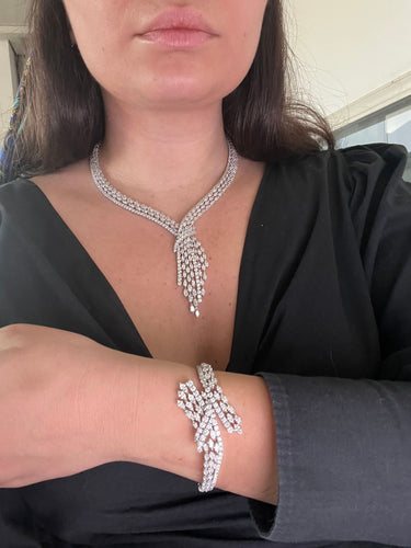 Collier Ensemble collier et bracelet en or blanc et diamants haut de gamme 58 Facettes N-136