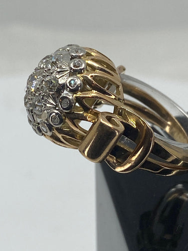 Bague 51 Bague en or 18ct de forme boule sertie de diamants vers 1940/1960 58 Facettes AB41bis
