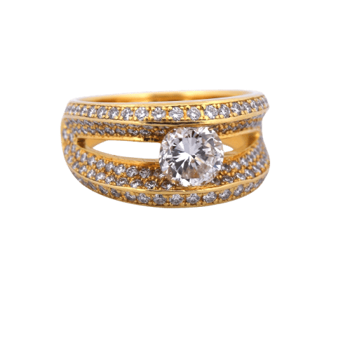 Anillo vintage en oro amarillo de 18 quilates y diamantes 