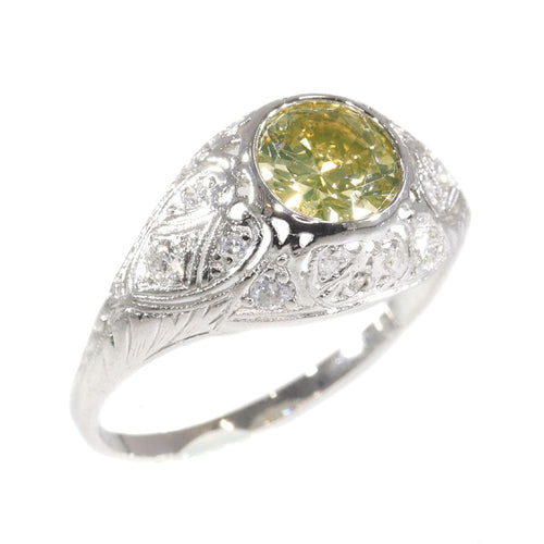 Bague 58 Étincelle d'amour des années 1950 : bague en diamant brun orangé intense 58 Facettes 21028-0224