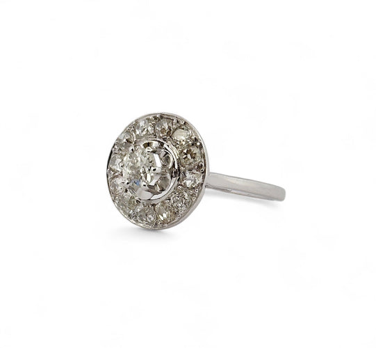 Bague 58 Bague ancienne en platine et diamants 58 Facettes