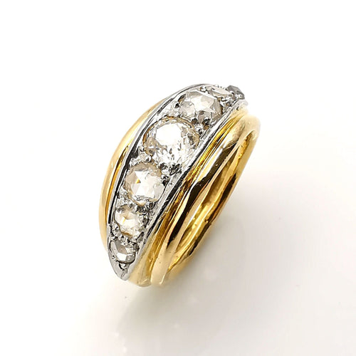 Bague Bague or platine diamants 58 Facettes