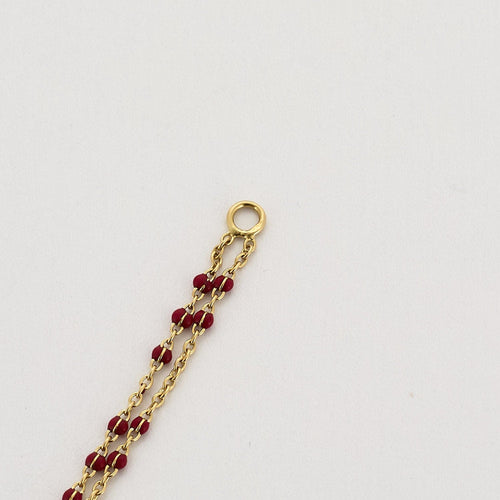 Bracelet CLOZEAU - Bracelet en or jaune et résine de couleur rouge 58 Facettes LIS2598
