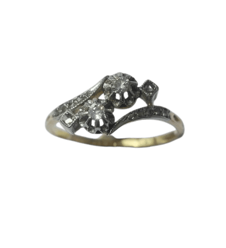 Bague 57 Bague Toi et Moi diamants or et platine 58 Facettes