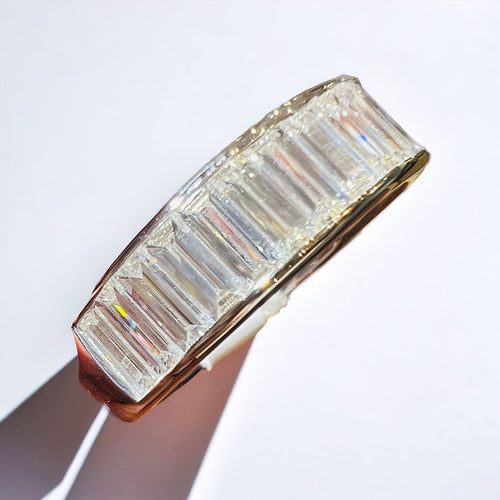 Bague 54 Demi-alliance 13 diamants taille baguette or blanc 58 Facettes 7625 A