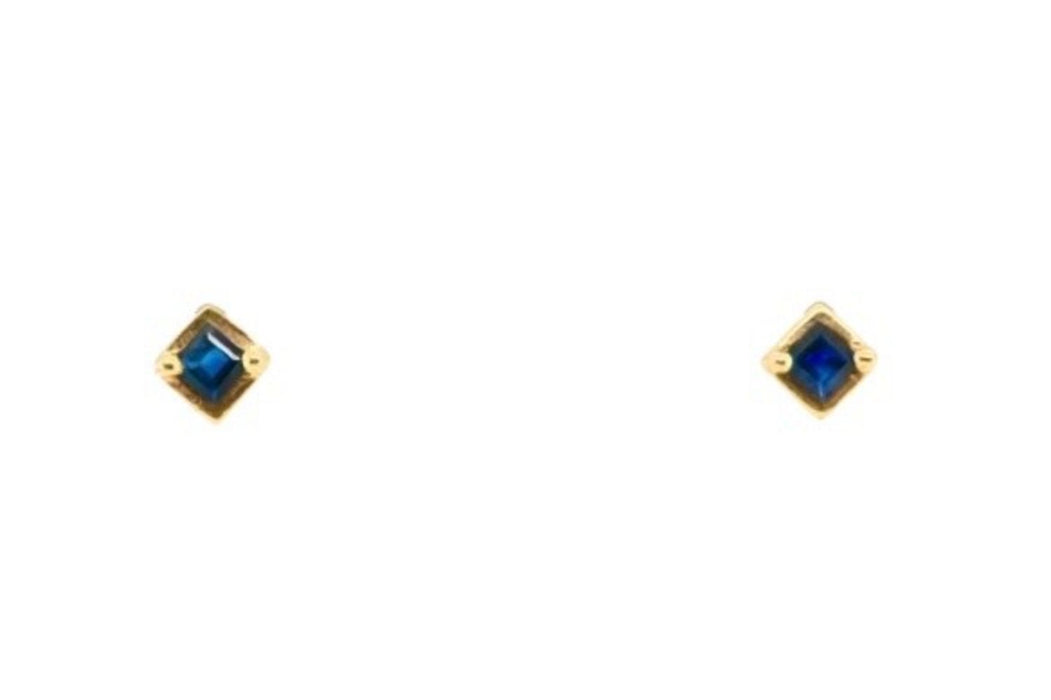 Orecchini in oro 18 carati con zaffiro blu taglio principessa