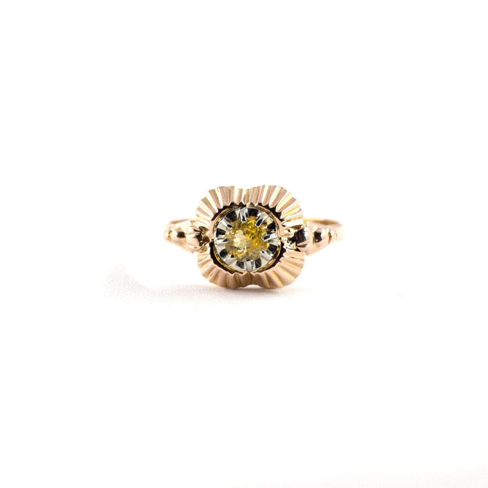 Bague 56 BAGUE OR ROSE SAPHIR JAUNE 58 Facettes