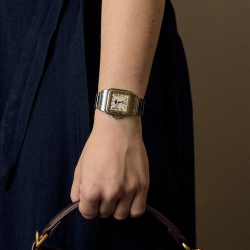 Montre Cartier Santos Galbée Phase de Lune Grand Modèle Or Jaune 18K et Acier