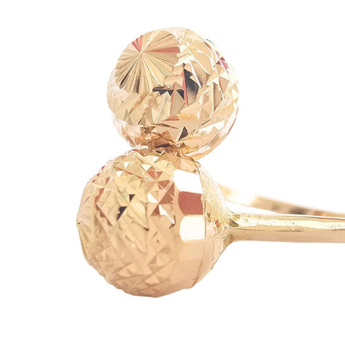 Bague 59 Bague Toi et Moi en or jaune et perles d'or facettées 58 Facettes GEL-RI-T&M-YG