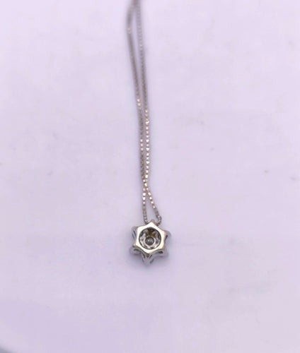 Collier Pendentif fleur en diamant chaine or blanc 58 Facettes