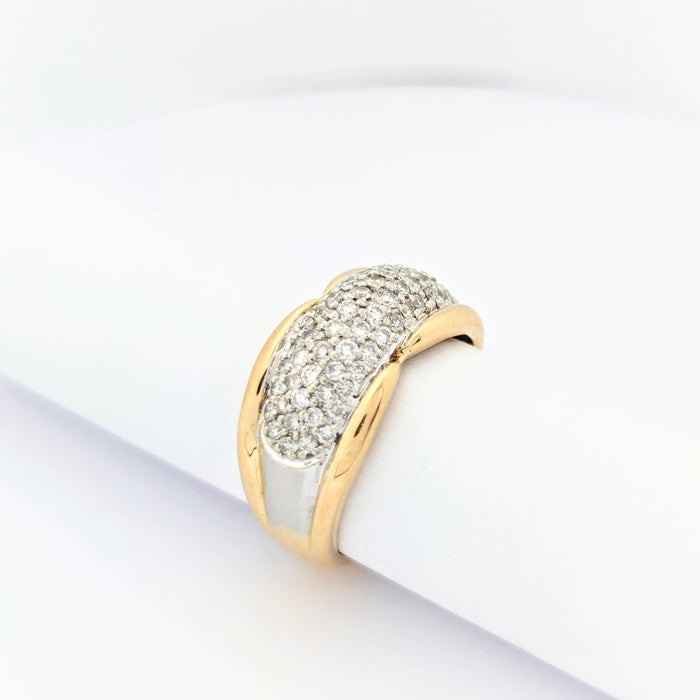 Yellow gold and diamond pavé ring