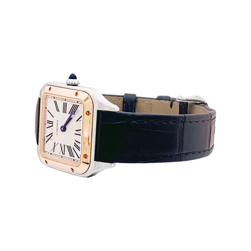 Montre Montre Cartier, "Santos-Dumont", or, acier, cuir. 58 Facettes 35182