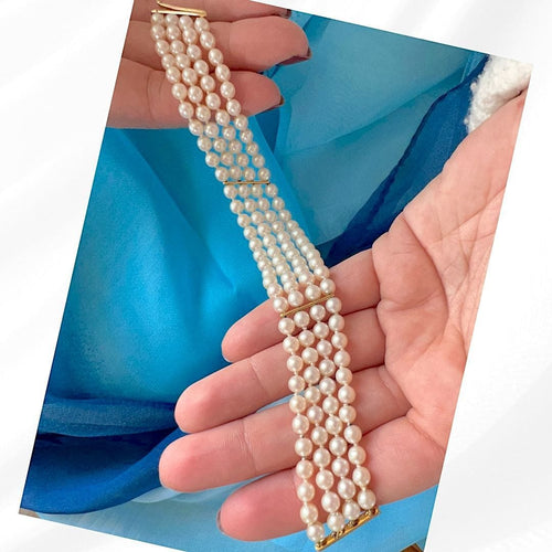 Bracelet Bracelet manchette vintage Perles de culture Or 18K 58 Facettes AA 1706