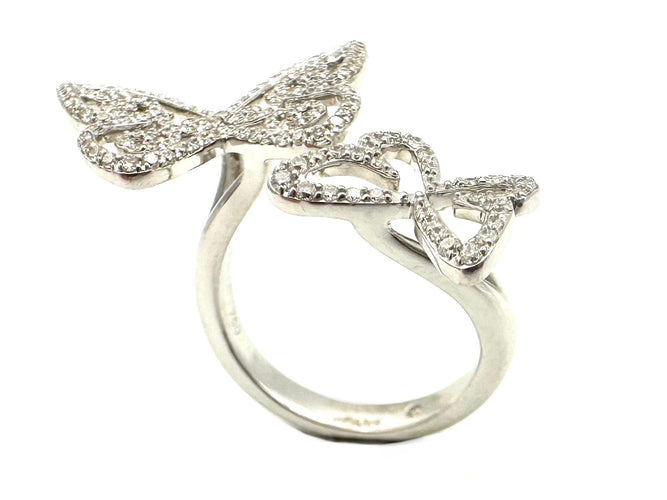 Bague 52 MESSIKA. Collection "Arabesque Butterfly", bague or blanc 18K et diamants 58 Facettes