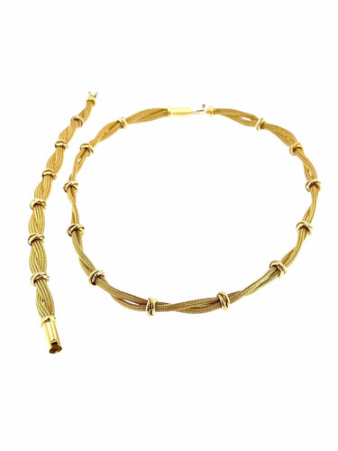 Bracelet Ensemble italien de collier et de bracelet en maille d'or 58 Facettes