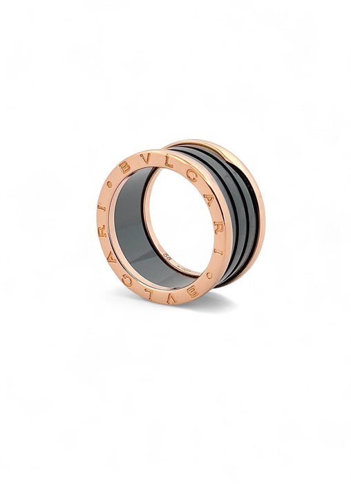 Bague 58 BULGARI - Bague B.Zero1 or rose et céramique 58 Facettes