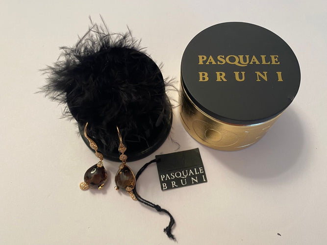 Pasquale Bruni - Sissi 18K黄金耳环，镶烟熏石英和钻石 