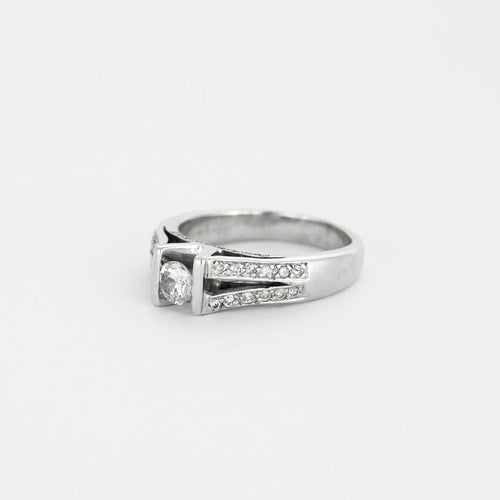 Bague 56 Bague or blanc, diamants 58 Facettes LP544/12