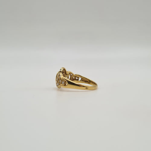 Bague 52 Bague or jaune sertie d'émeraudes et diamants 58 Facettes