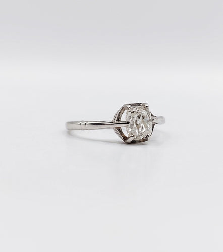 Bague 49 Bague solitaire art deco Platine diamant taille ancienne coussin 0.60 carat (circa 1920) 58 Facettes A06196