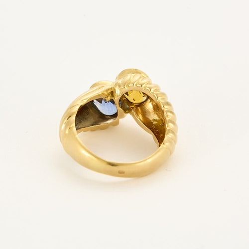 Bague 48 Bague en or jaune, saphir et saphir jaune 58 Facettes PER16122