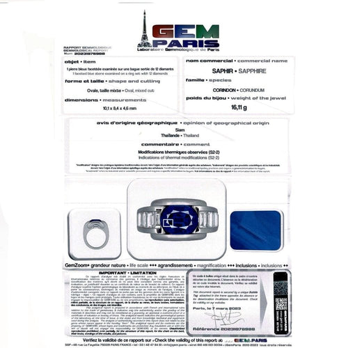 Bague 52 Bague Mauboussin, "Alessandra", or blanc, saphir, diamants. 58 Facettes 32448