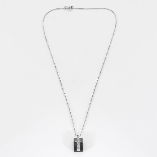 Collier Pendentif et chaine or blanc, céramique et diamants 58 Facettes 250135